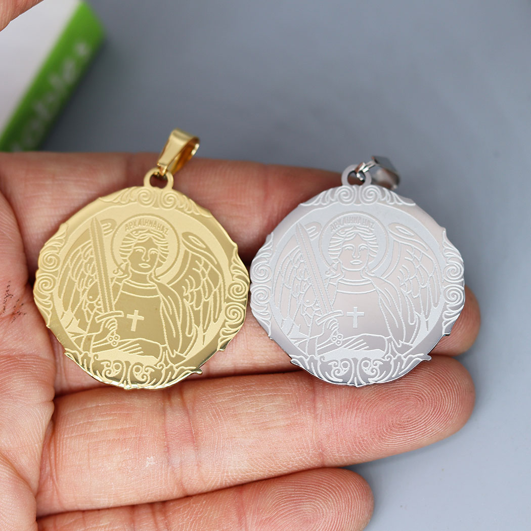 Jewelry Making Michaels - 男性用ステンレススチールメダリオン,パンクネックレス,手作りペンダント,ジュエリー作り,クロスお守り,DIYアクセサリー,2個