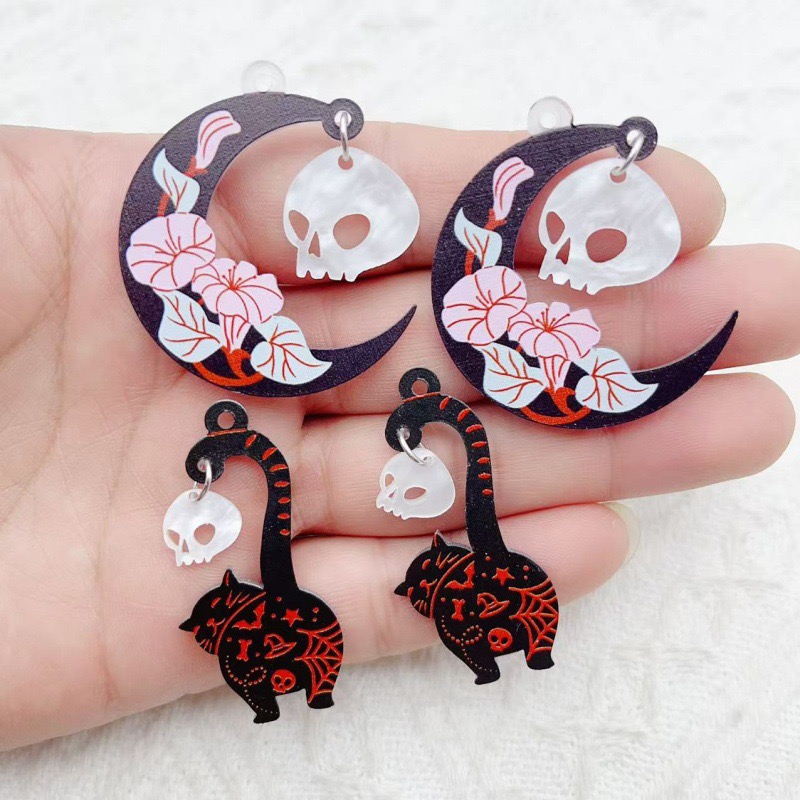 Jewelry Making Factory - 10個入り ハロウィン アクリル ゴースト ブラックキャット スカル