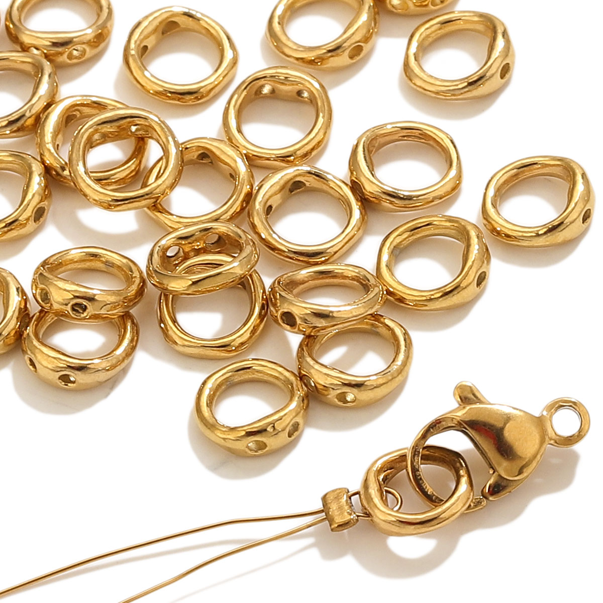 Jewelry Making Beads - 20個入り ステンレス製クラスプ エンドコネクター フック ビーズ用品 DIY