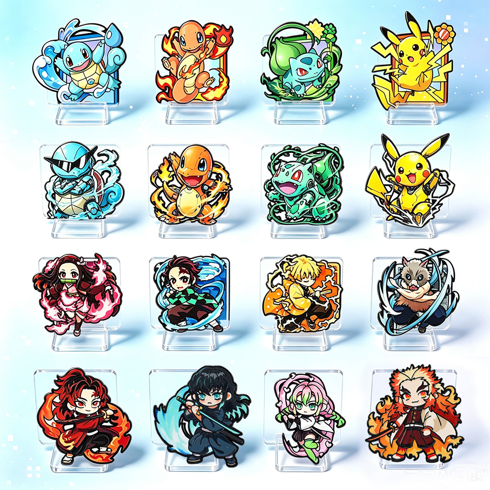 Jewelry Making Hobby - 8 個アニメポケモン & デーモンスレイヤーエナメルピン漫画少女ラペルブローチかわいいキャラクターコレクタブルバッジバックパックジュエリーギフト