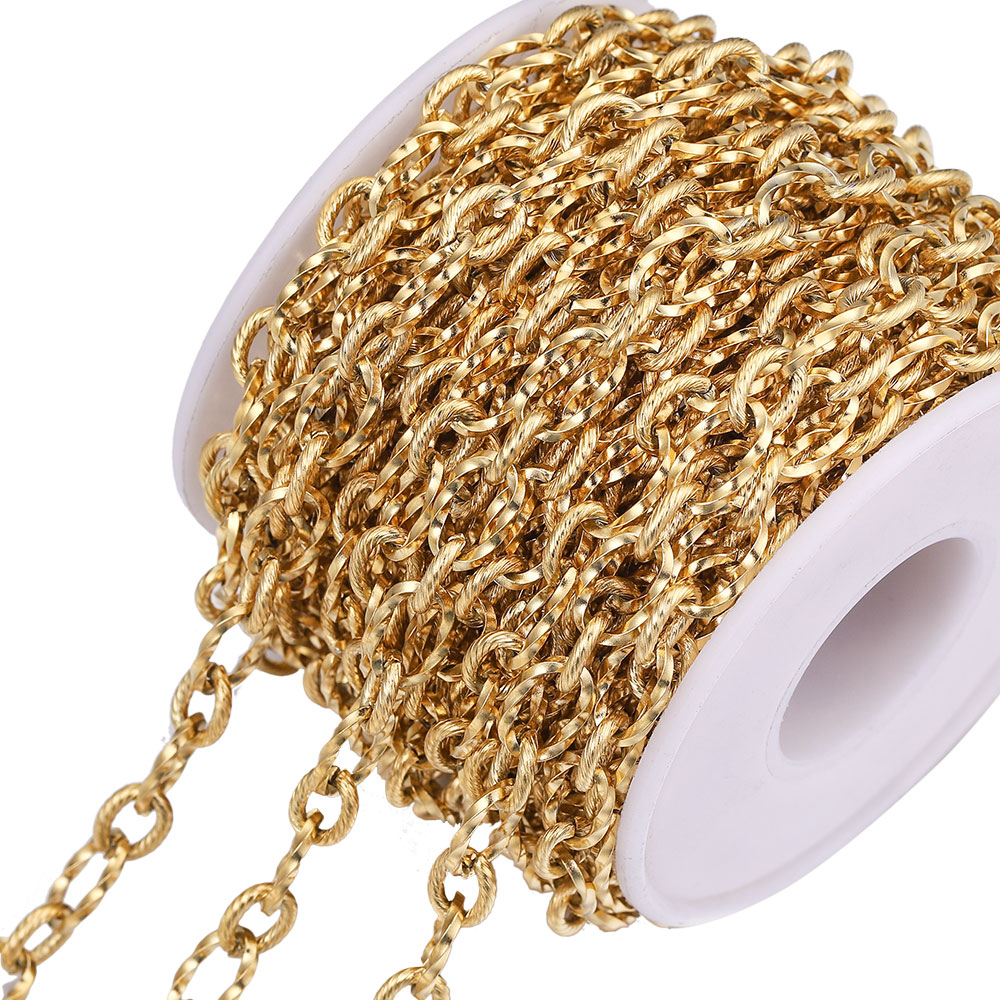 Chain Roll Cable - なしフェード1メートルのステンレス鋼ツイストケーブルゴールドジュエリーメイキングのためにロールキューバリンクチェーンブレスレットバッグアクセサリーdiy