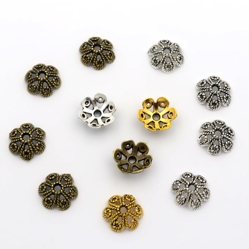 Jewelry Making Business - 50 個の花中空ルーススペーサービーズキャップジュエリー作成用手作り Diy ネックレスアクセサリー卸売中小企業供給