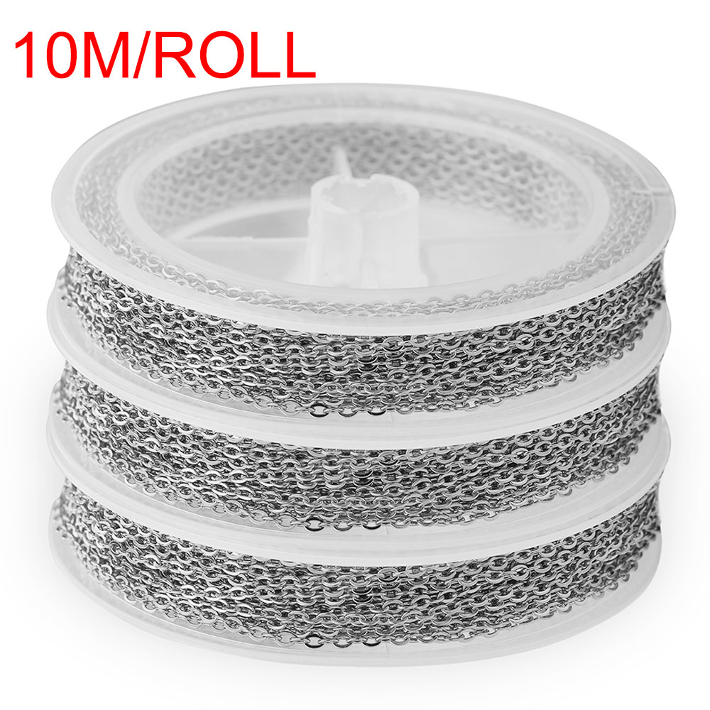 Chain Roll Cable - 10 メートル/ロールフェードなしステンレス鋼ケーブルチェーンクロスチェーンネックレス Diy のジュエリー所見作成用品バルクアイテム卸売