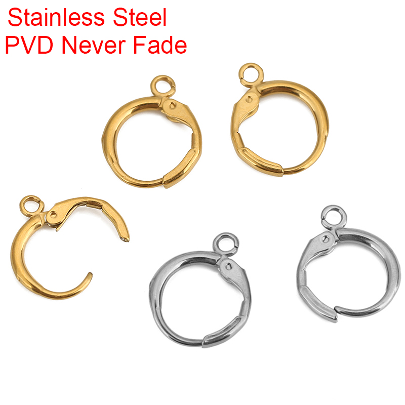 Jewelry Making Factory - 10 個 PVD ​​色褪せないステンレス鋼のイヤリングフックループ 12 ミリメートル低刺激性イヤリングクラスプジュエリー