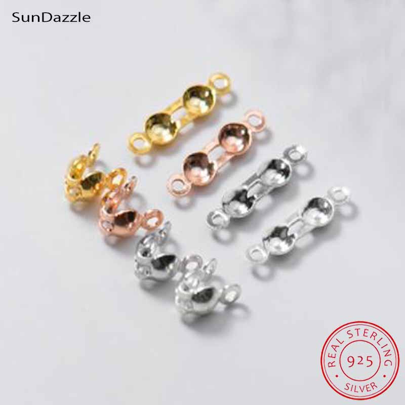 Jewelry Making Factory - 4個入り 本物の純銀925製 クロージャーエンドビーズ クラスプ クリップ ゴールドクリンプコネクター