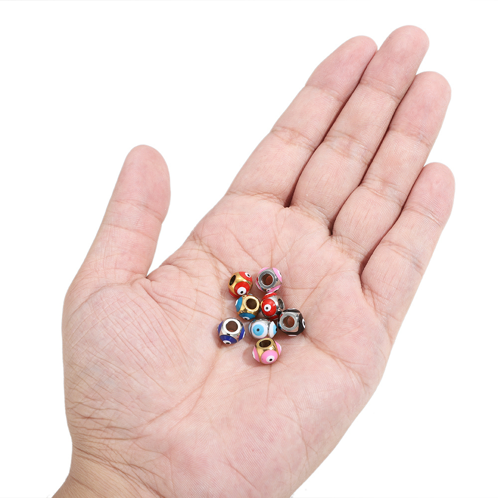 Jewelry Making Supplies Wholesale - 10 個ステンレス鋼 6 ミリメートルエナメルアイビーズゴールドラウンドスペーサービーズ卸売 DIY ジュエリーメイキングネックレスブレスレット用品