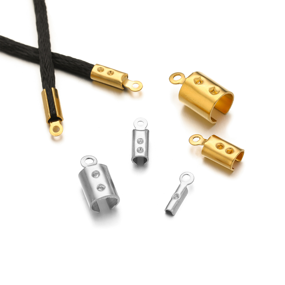 Jewelry Making Factory - 50 個のステンレス鋼高品質圧着エンドビーズキャップレザーコードクリップ DIY ジュエリー作成ネックレスコネクタ用品