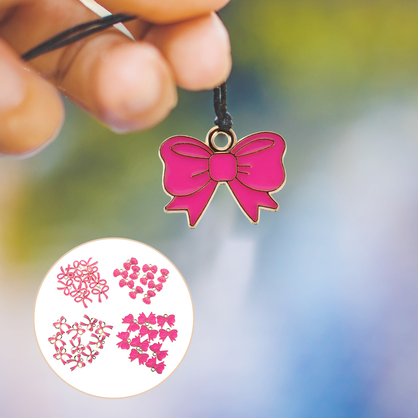 Jewelry Making For Teens - 40個入りリボンペンダント合金チャームジュエリーDIY用品キュートなネックレスブレスレット製作アクセサリー（女の子、ティーン向け）