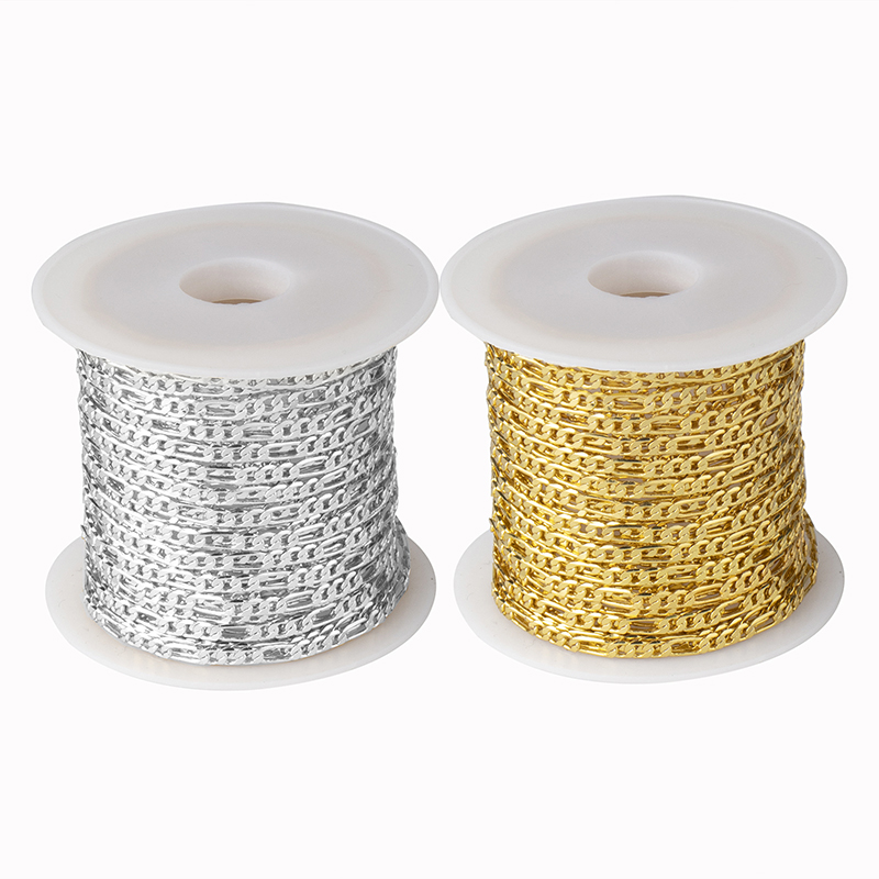 Chain Roll Cable - Sauvoo-超薄型チェーン,女性用,ロケーブルリンク,ネックレス,ジュエリー作り,5メートル,ロール,2.5mm,幅3.3 1:3,nk