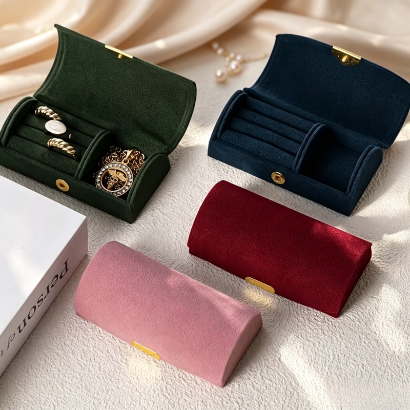 Jewelry Making Business - 1個入りアーチ型ポータブルジュエリー収納ボックス ベルベット製抗酸化リングアクセサリーボックス ビジネス旅行用