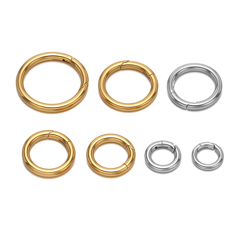 Jewelry Making Factory - 2個/ロット 丸型スプリングクラスプ ステンレス鋼 金メッキ キーホルダー バックル
