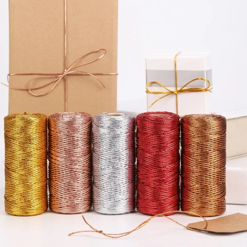 Jewelry Making Event - 100 メートルロープゴールドシルバーコードギフト包装ストリングジュエリーメイキングストラップ糸コード DIY ブレスレットクリスマスパーティー家の装飾