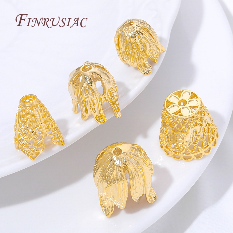 Jewelry Making Supplies Wholesale - 18K金メッキタッセルエンドキャップ卸売ジュエリーパーツ、ブレスレット＆ネックレス作成DIYアクセサリー用フリンジビーズキャップ
