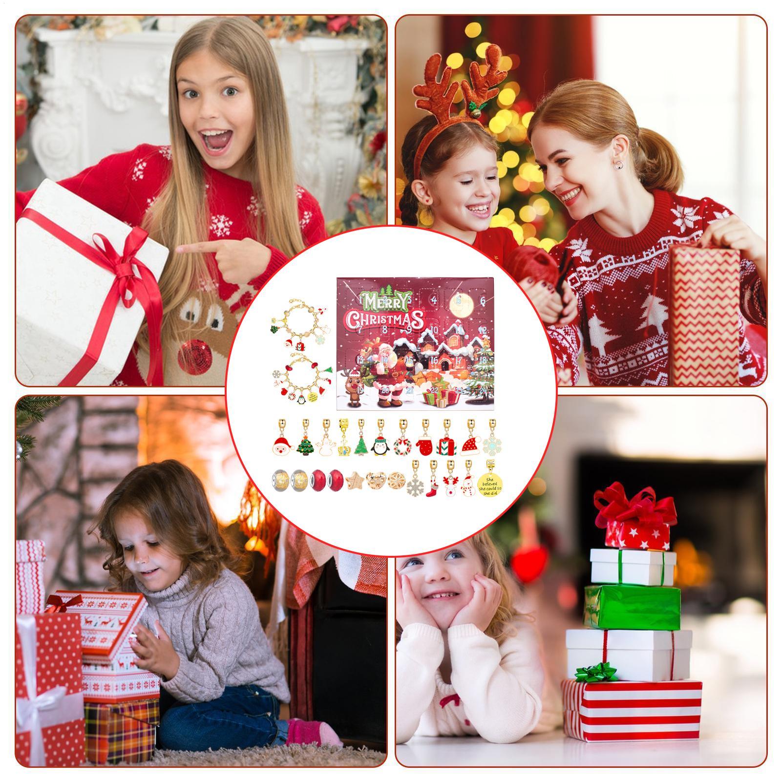 Jewelry Making For Teens - クリスマスブレスレットギフトボックスDIYジュエリー製作セットビーズブレスレットアドベントクリスマスツリーブラインドボックス子供ティーン大人向け