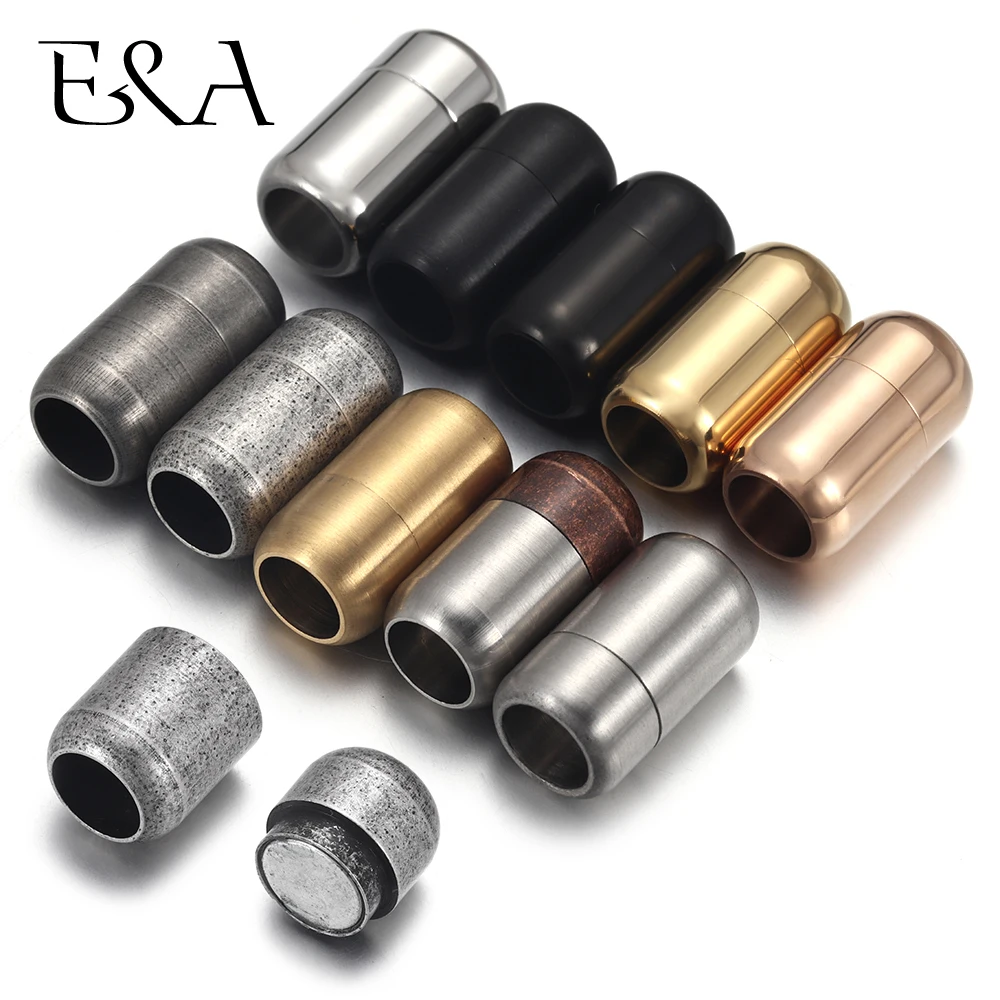 Jewelry Making Name - ステンレス鋼 3 ミリメートル-8 ミリメートルラウンド磁気クラスプレザーブレスレットマグネットレースバックルネックレス DIY ジュエリーメイキングアクセサリー