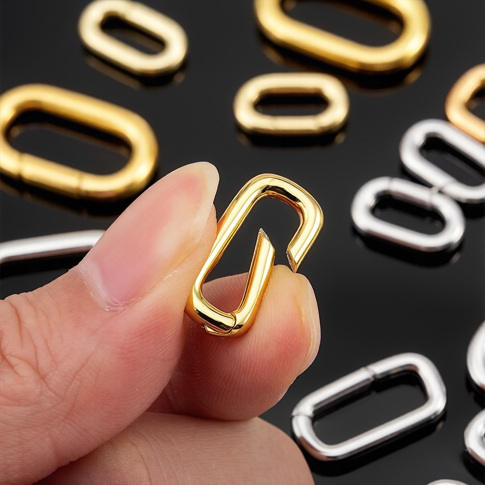 Jewelry Making Beads - 2個入り 18K金メッキ オーバルカラビナネックレスクラスプ スプリングリング パールエンハンサーコネクター DIYジュエリーブレスレット製作用