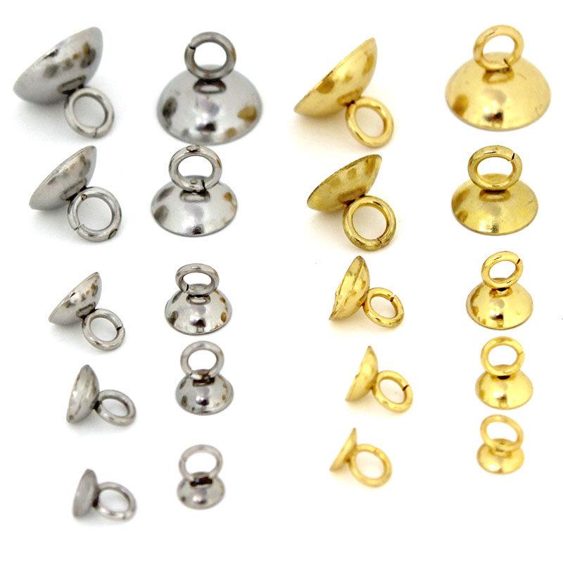 Jewelry Making Beads - 20個入り 4/5/6/8/10mm ステンレス製ビーズエンドキャップ クラスプ ペンダントチャーム コネクター