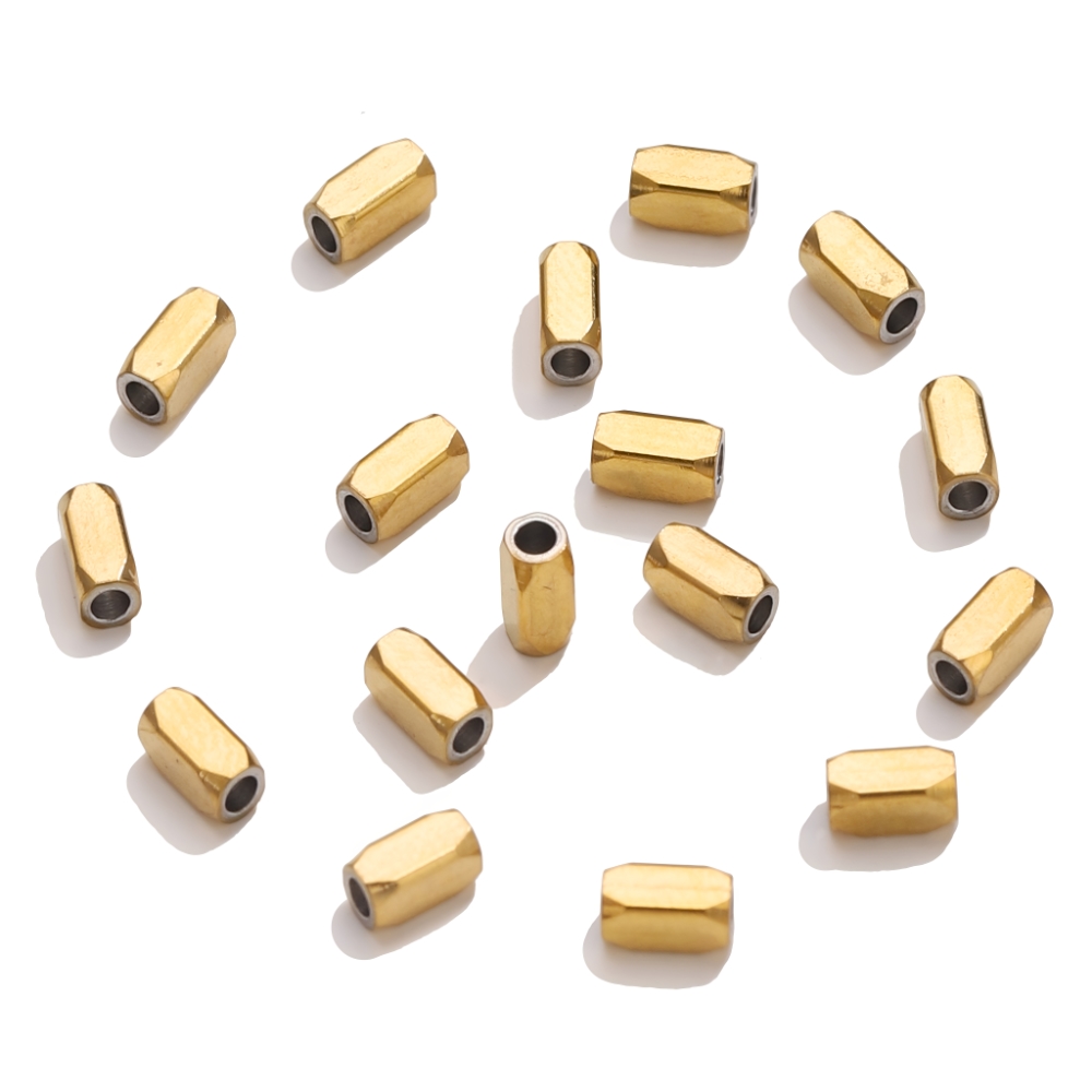 Jewelry Making Supplies Wholesale - 20個入り 18Kゴールドステンレス鋼 六角形スペーサービーズ DIYジュエリー製作部品 ブレスレット ネックレス