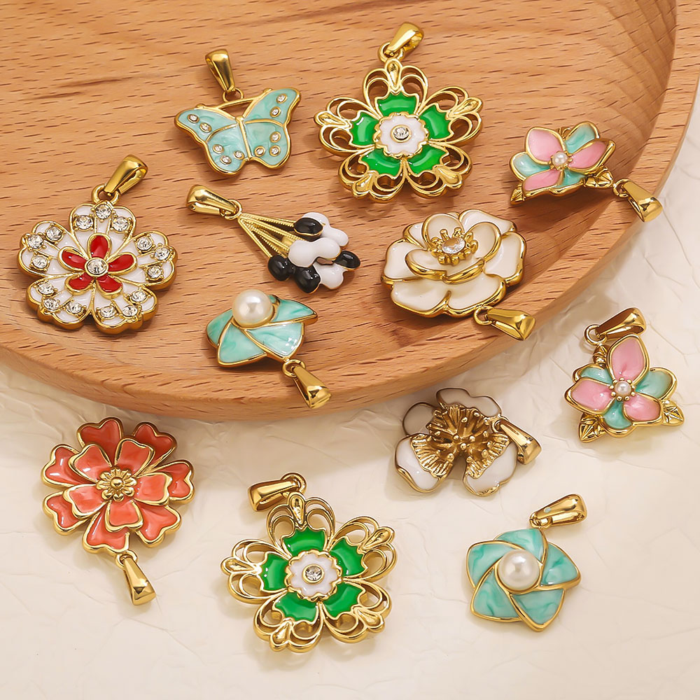 2 個ステンレス鋼エナメル大花チャームジュエリー作成用品ペン - Jewelry Making Supplies Wholesale のレビューと価格