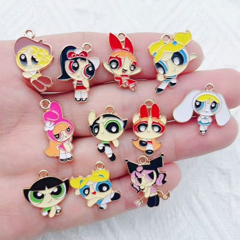 10個入り 合金製オイルドリップ漫画ガールペンダント、DIY - Jewelry Making Factory のレビューと価格