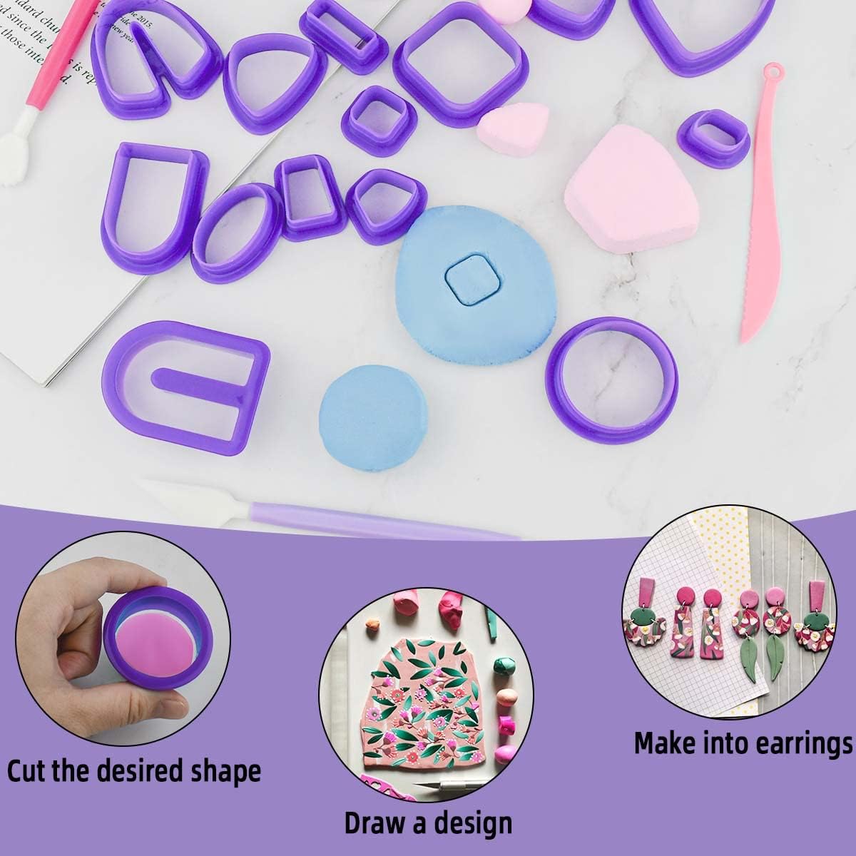 ポリマークレイイヤリング作成キット、18個のツール、24個の - Jewelry Making For Teens のレビューと価格