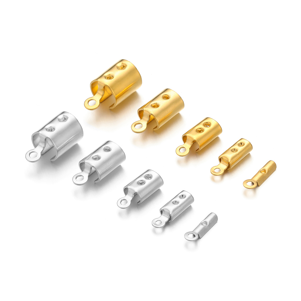 50 個のステンレス鋼高品質圧着エンドビーズキャップレザーコ - Jewelry Making Factory のレビューと価格