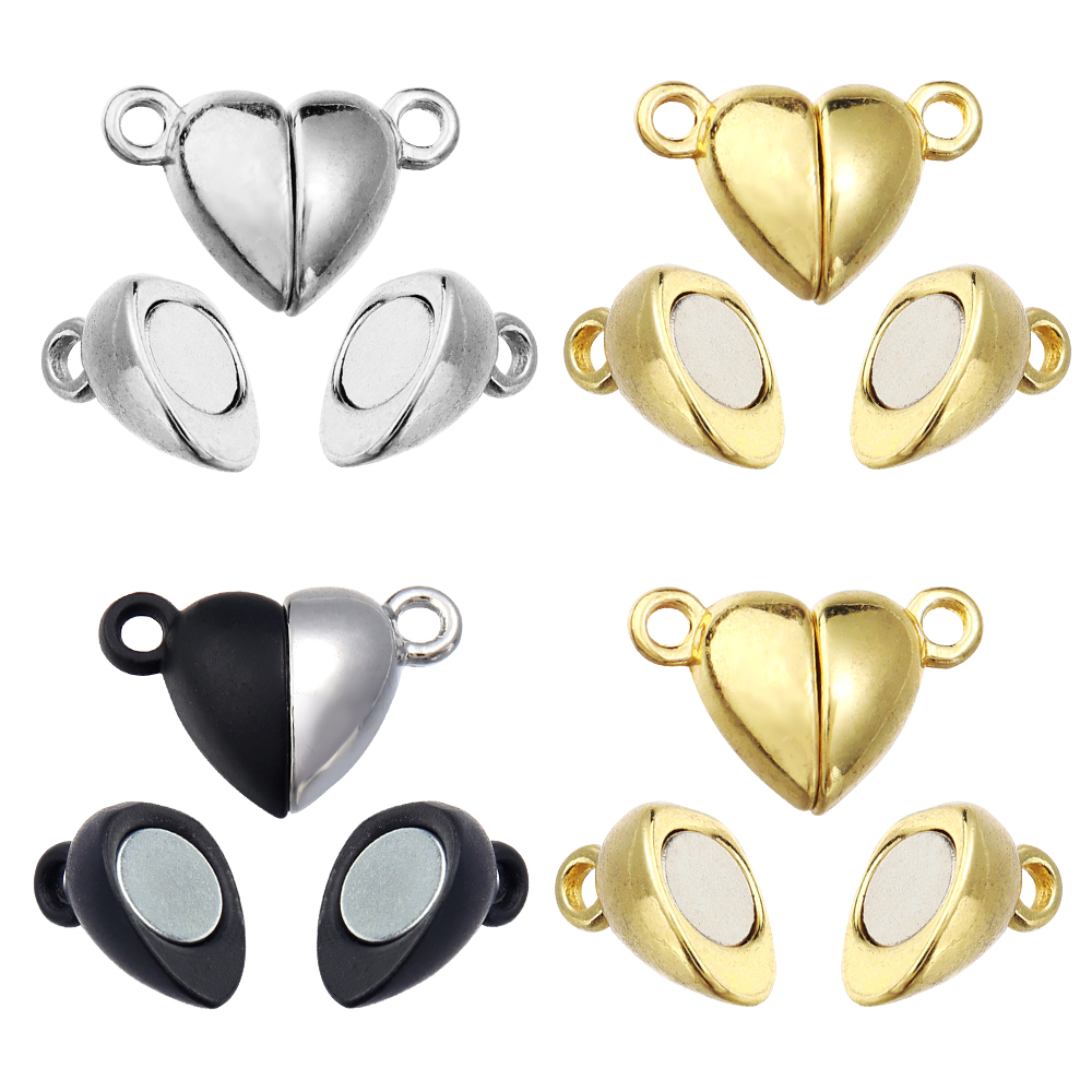 5 ピース/ロット合金ラブハート型磁気クラスプネックレスブレ - Jewelry Making Name のレビューと価格