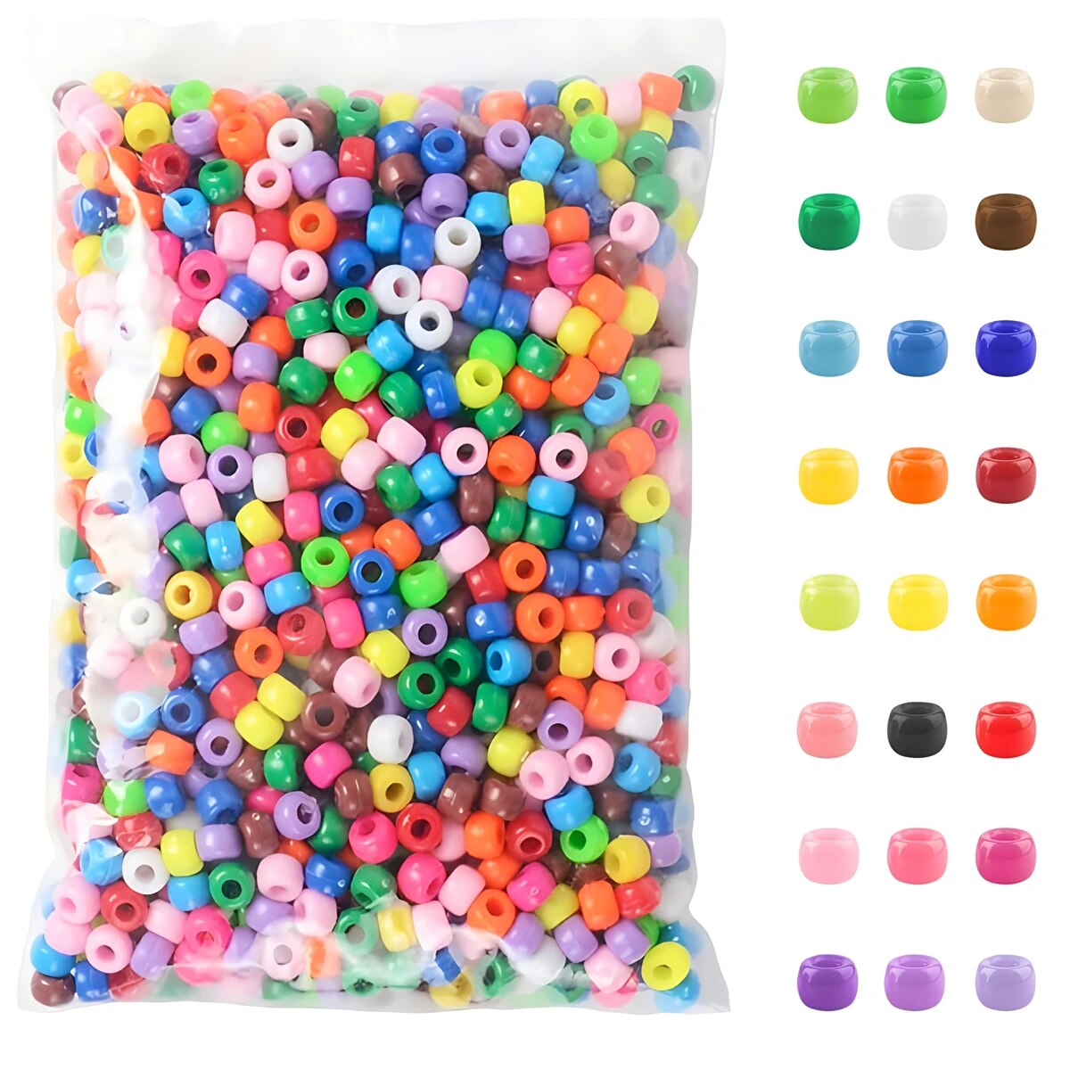 500 個ポニーキャンディカラフルなプラスチックビーズジュエ - Jewelry Making Business のレビューと価格