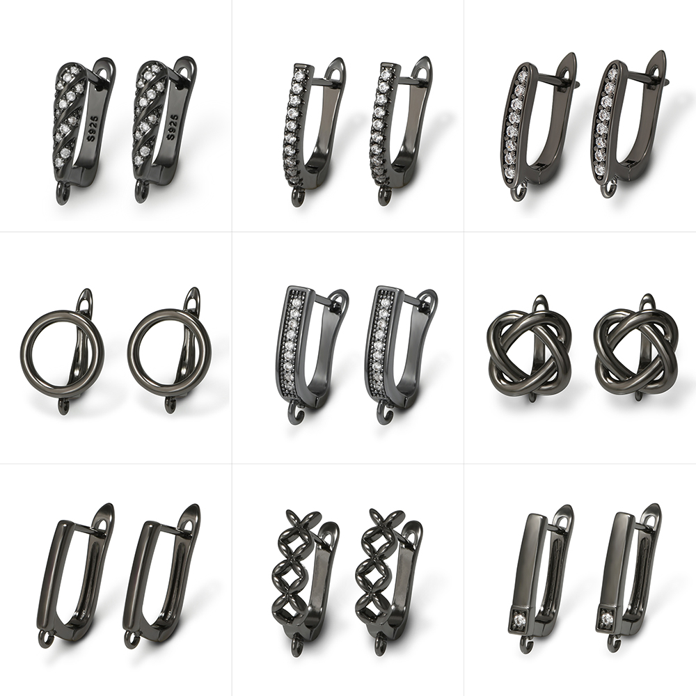 YANASI 1 ペアガンブラック真鍮イヤリングフック DI - Jewelry Making Factory のレビューと価格