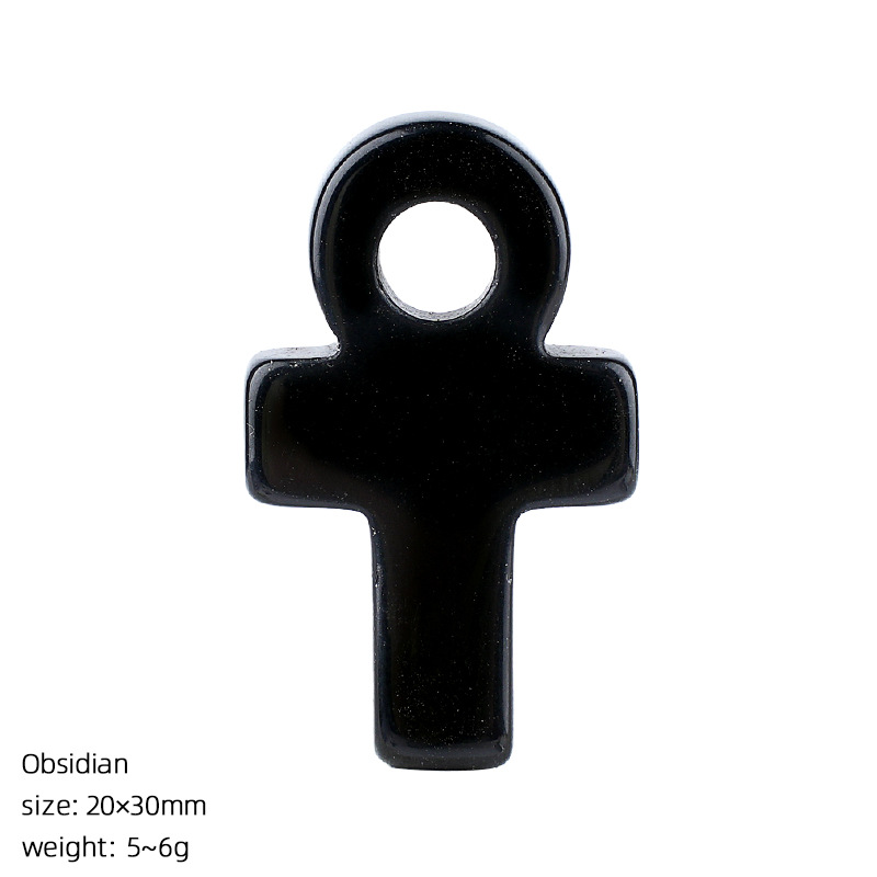 黒曜石アンククロスペンダント生命のシンボルブラック天然石チャ - Jewelry Making Michaels のレビューと価格