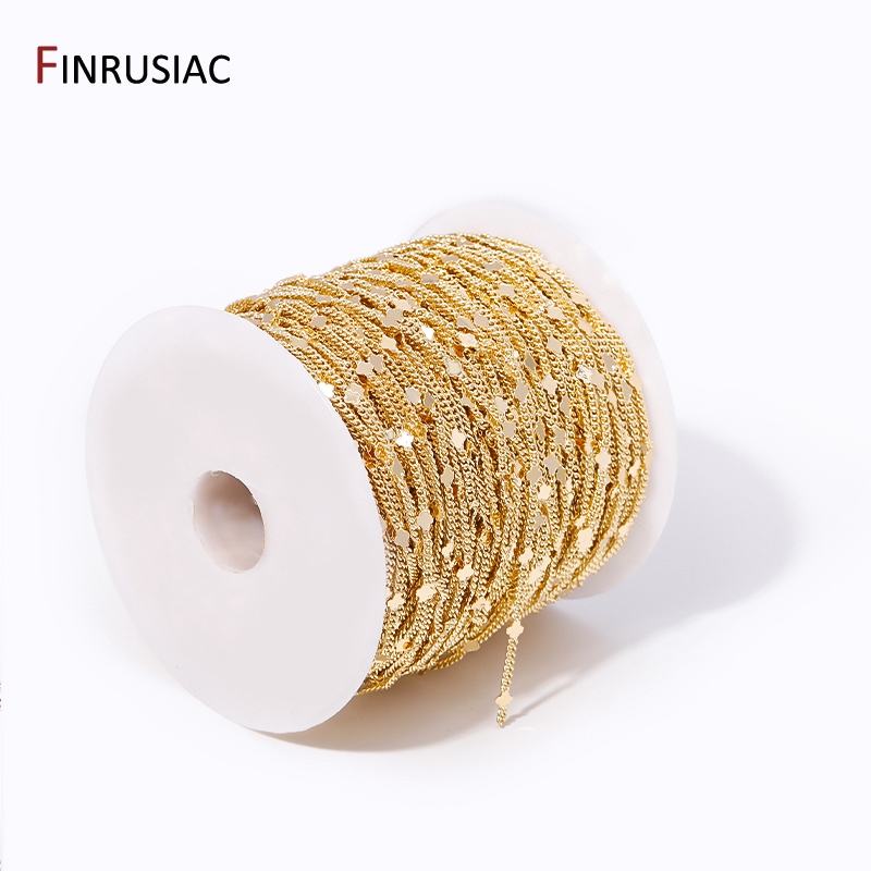 金メッキの真ちゅう製スパンコールチェーン,14k,ジュエリー - Chain Roll Cable のレビューと価格