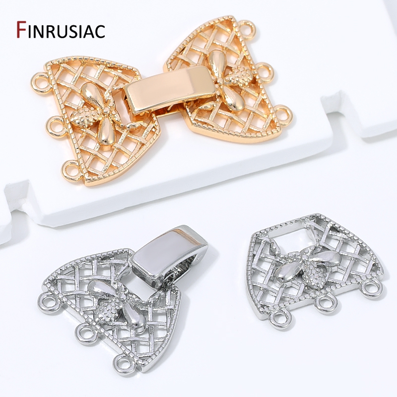 14K金メッキ真鍮製3列パールクラスプコネクター、ジュエリー - Jewelry Making Beads のレビューと価格